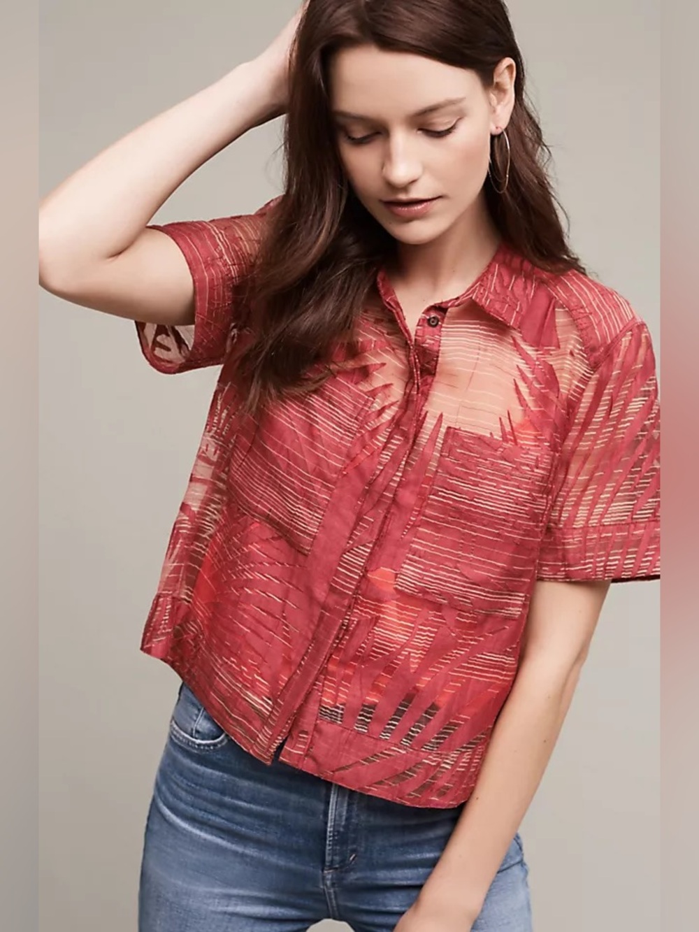 Anthropologie Maeve Sun Palm Print Top
